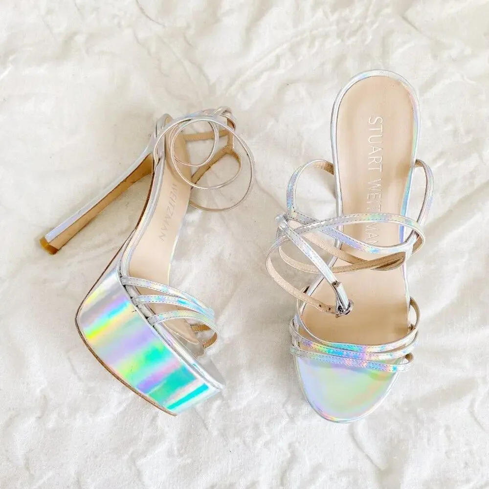 Stuart Weitzman Soiree Iridiscent Platform Sandals Size 9
